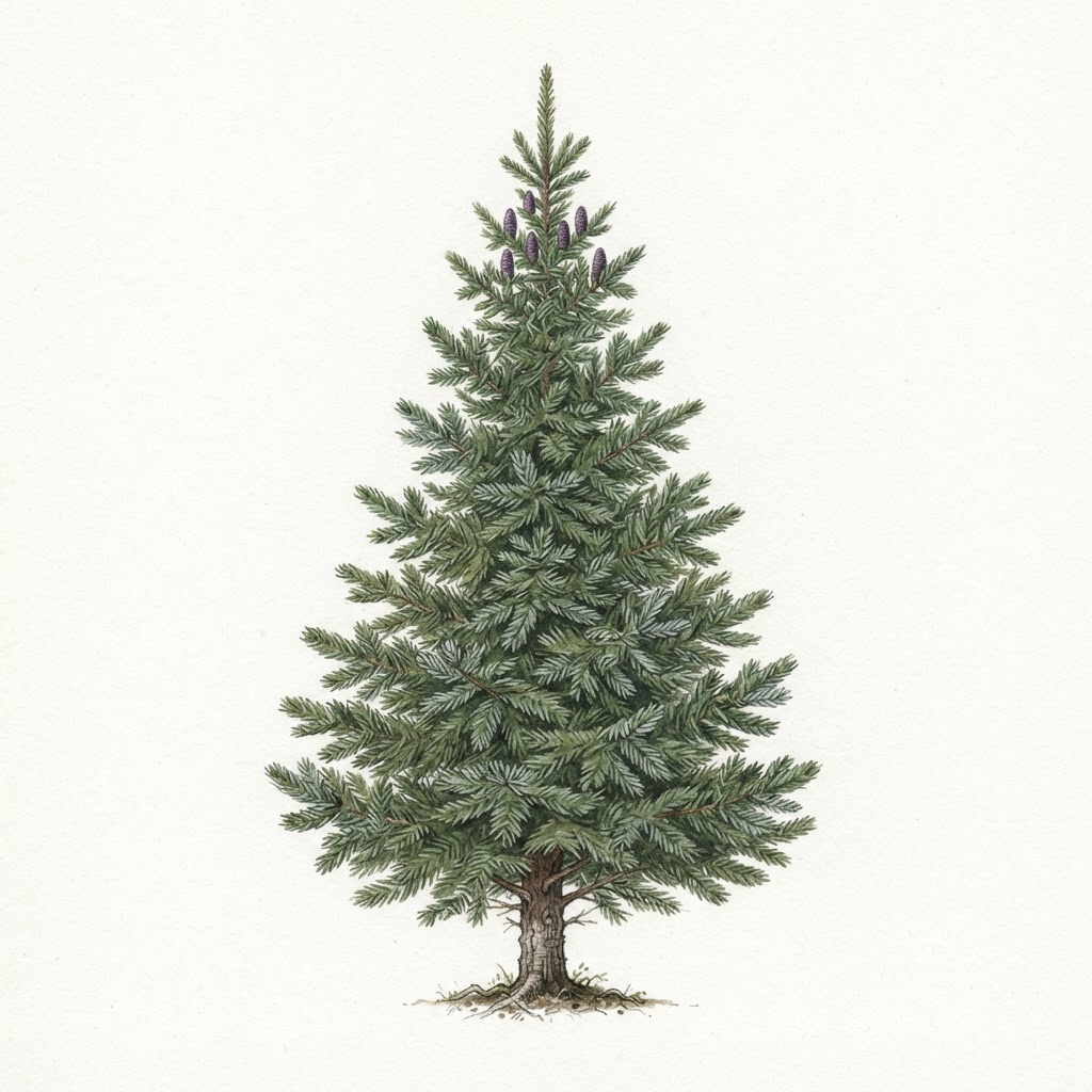 Illustration of a Fraser Fir Christmas tree