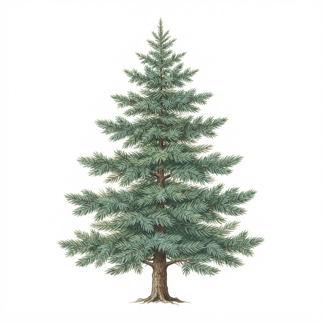 Illustration of a Noble Fir Christmas tree